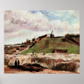 Poster Colline de Montmartre avec carrière par Vincent va (Devant)
