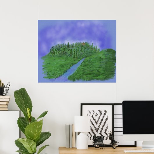Poster Colline et ruisseau (Bureau à domicile)