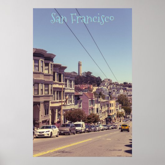 Poster Colline russe avec tour Coit (Devant)