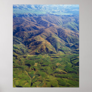 Poster Collines à rouleaux dans la région de Southland en