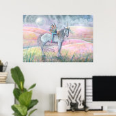 Poster Collines de l'enchantement Licorne et fée fantaisi (Bureau à domicile)