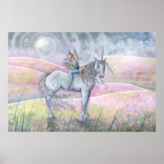 Poster Collines de l'enchantement Licorne et fée fantaisi (Devant)