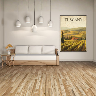Poster Collines dorées de Toscane – Campagne Rétro
