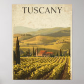 Poster Collines dorées de Toscane – Campagne Rétro (Devant)