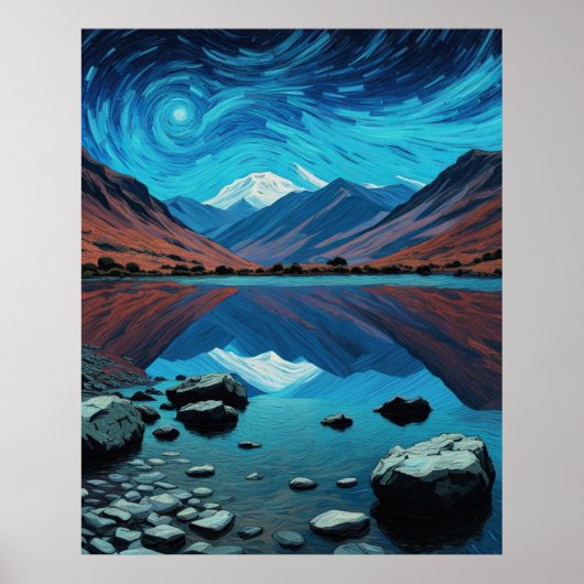 Poster Collines et montagnes de Cumbria, lacs, ciel de Va (Devant)