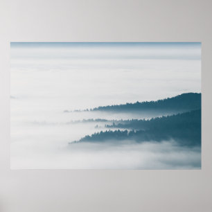 Poster Collines qui disparaissent dans le brouillard