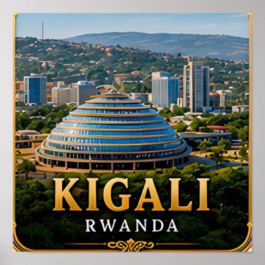 Poster Collines vertes de Kigali et skyline moderne rwand (Devant)