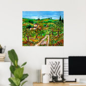Poster Collines Vertes Et Oliviers Paysage Toscane (Bureau à domicile)