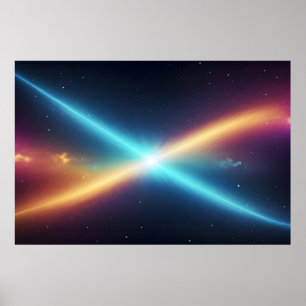Poster Collision d'énergie cosmique lumineuse Espace abst