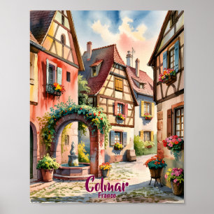 Poster Colmar France Alsace Aquarelle Voyage Texte person