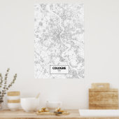 Poster Cologne, Allemagne (noir sur blanc) (Cuisine)