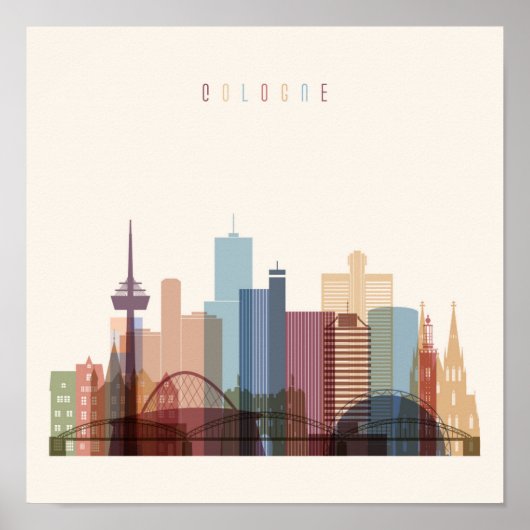 Poster Cologne, Allemagne | Ville Skyline (Devant)