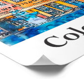 Poster Cologne Allemagne Voyage Aquarelle main tiré (Coin)