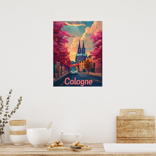 Poster Cologne : Cathédrale Majesté et Tranquillité viole (Cuisine)