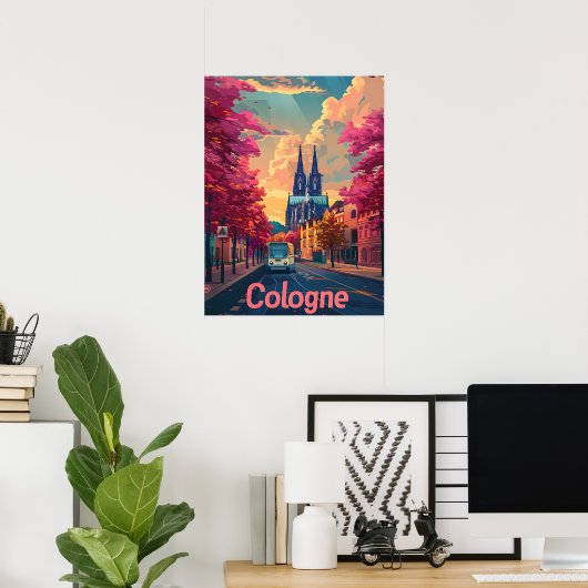Poster Cologne : Cathédrale Majesté et Tranquillité viole (Bureau à domicile)