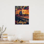 Poster Cologne : Cathédrale Silhouette sur le Rhin (Cuisine)