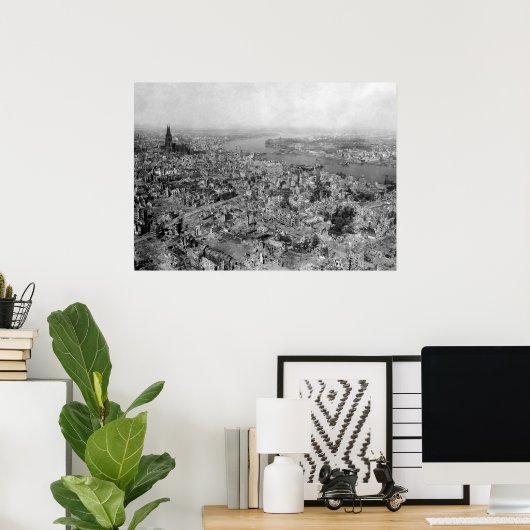 Poster Cologne dévastée - Zerstörtes Köln 2ÈME GUERRE MON (Bureau à domicile)