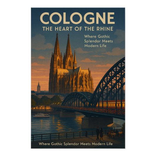 Poster Cologne (Köln), Allemagne Voyage (Devant)