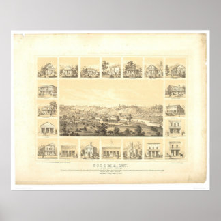 Poster Coloma, CA. Carte panoramique 1857 (0423A)