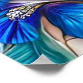 Poster Colombe blanche dans un cadre bleu orné (Coin)