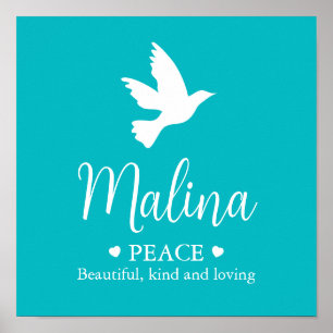 Poster Colombe blanche Signification du nom Malina aqua