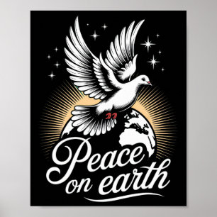 Poster Colombe et globe Paix sur Terre Noël paisible