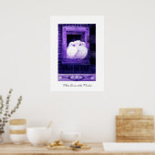 Poster COLOMBES BLANCHES À LA FENÊTRE, bleu violet (Cuisine)