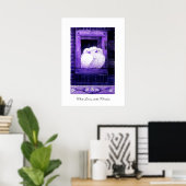 Poster COLOMBES BLANCHES À LA FENÊTRE, bleu violet (Bureau à domicile)