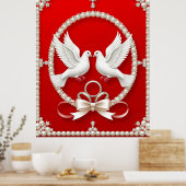 Poster Colombes blanches avec alliances (Cuisine)