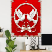 Poster Colombes blanches avec alliances (Bureau à domicile)