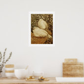 POSTER COLOMBES BLANCHES EN SÉPIA BRUN (Cuisine)