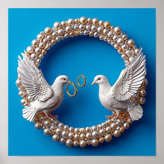 Poster Colombes de mariage Art (Devant)