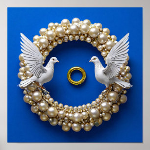 Poster Colombes de mariage Romance Élégant Paix Art 💍🕊️