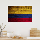 Poster Colombia Flag on Old Wood Grain (Cuisine)