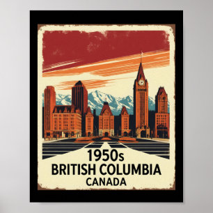 Poster Colombie-Britannique Canada 1950 Vintage voyage To