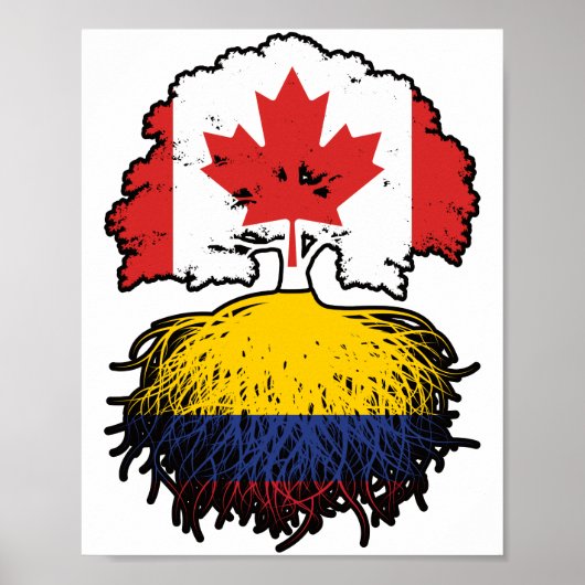 Poster Colombie Drapeau des racines d'arbre du Canada col (Devant)