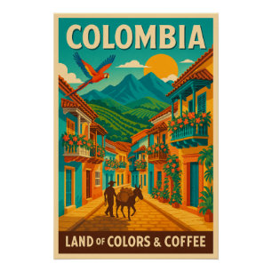 Poster Colombie - Terre des couleurs et du café