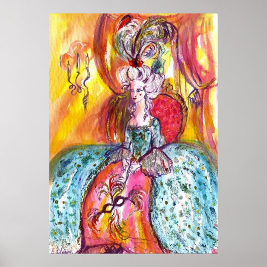 Poster COLOMBINA, DAME AVEC MASK Masquerade vénitienne (Devant)