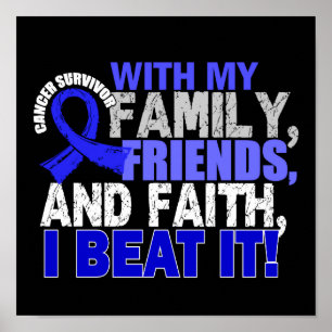 Poster Colon Cancer Survivant Famille amis Foi