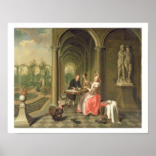 Poster Colonnade d'une maison de campagne avec une dame a (Devant)