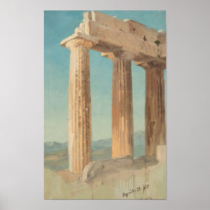 Poster Colonnes du Parthénon, Athènes, Peinture célèbre