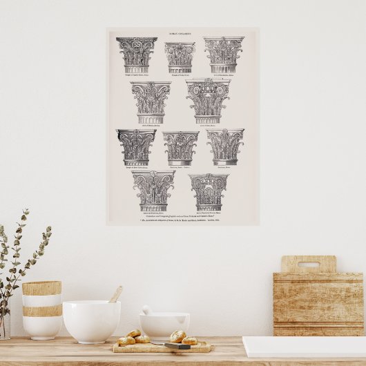 Poster Colonnes romaines Style Corinthien Architecture (Cuisine)