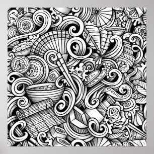 Poster Color It Japonais Art alimentaire