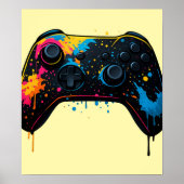 Poster Color Splash Game Controller Sticker (Devant)
