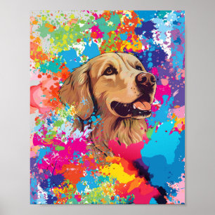 Poster Color Splash Golden Retriever - Joyeux chien