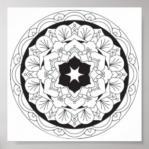 Poster Color-Your-Own Floral Mandala 060517_4