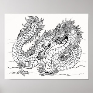Poster Color your own Pearl Dragon