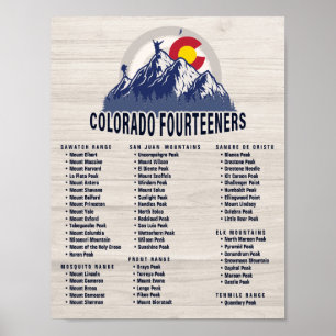 Poster Colorado 14ers Fourteeners Escalade de montagne