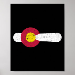Poster Colorado Drapeau Snowboard Poudre Neige Ski Aspen