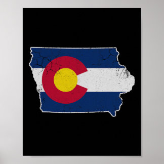 Poster Colorado Flag Iowa Transplant Home Vacation Family
